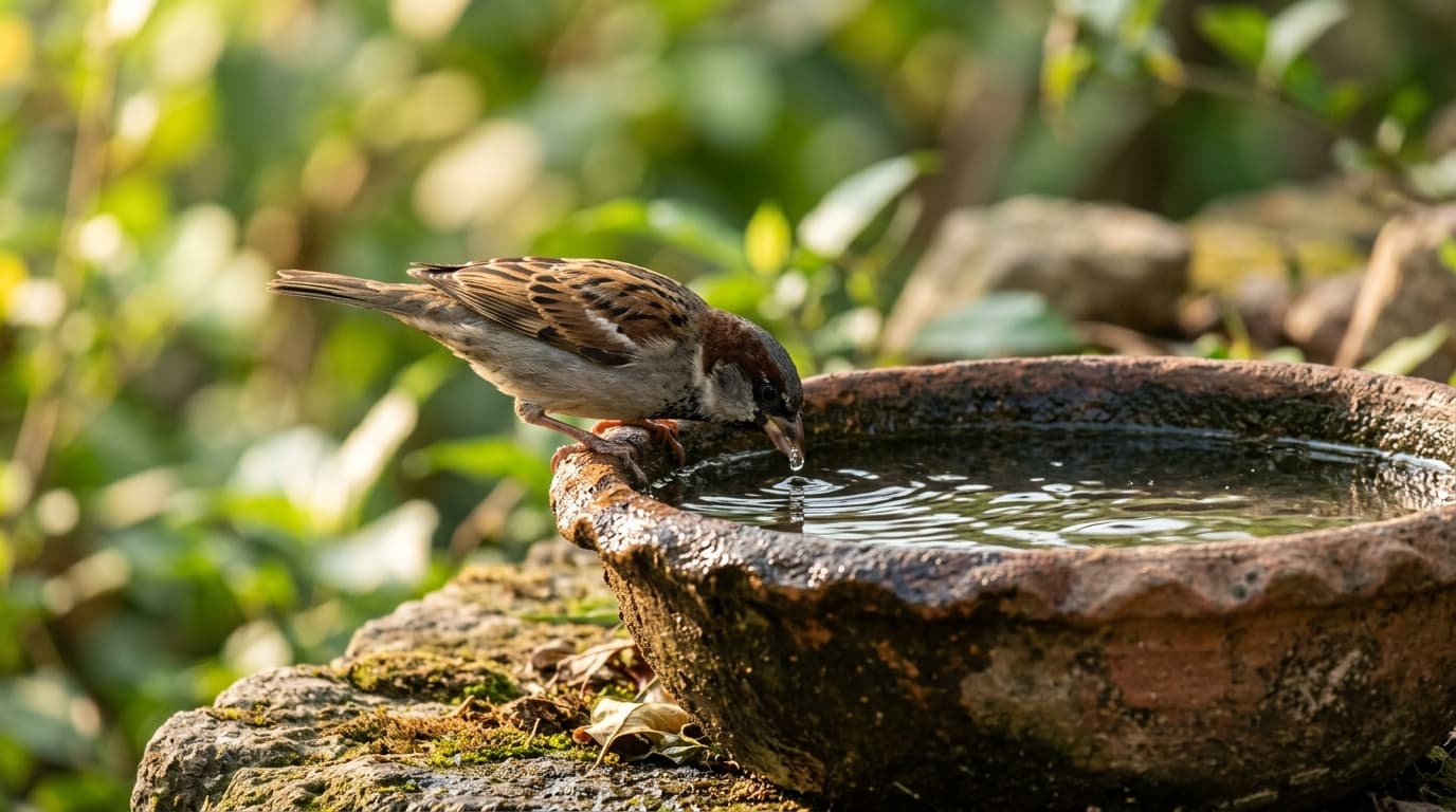 Water Seva for Birds in Earthen Clay Bowls